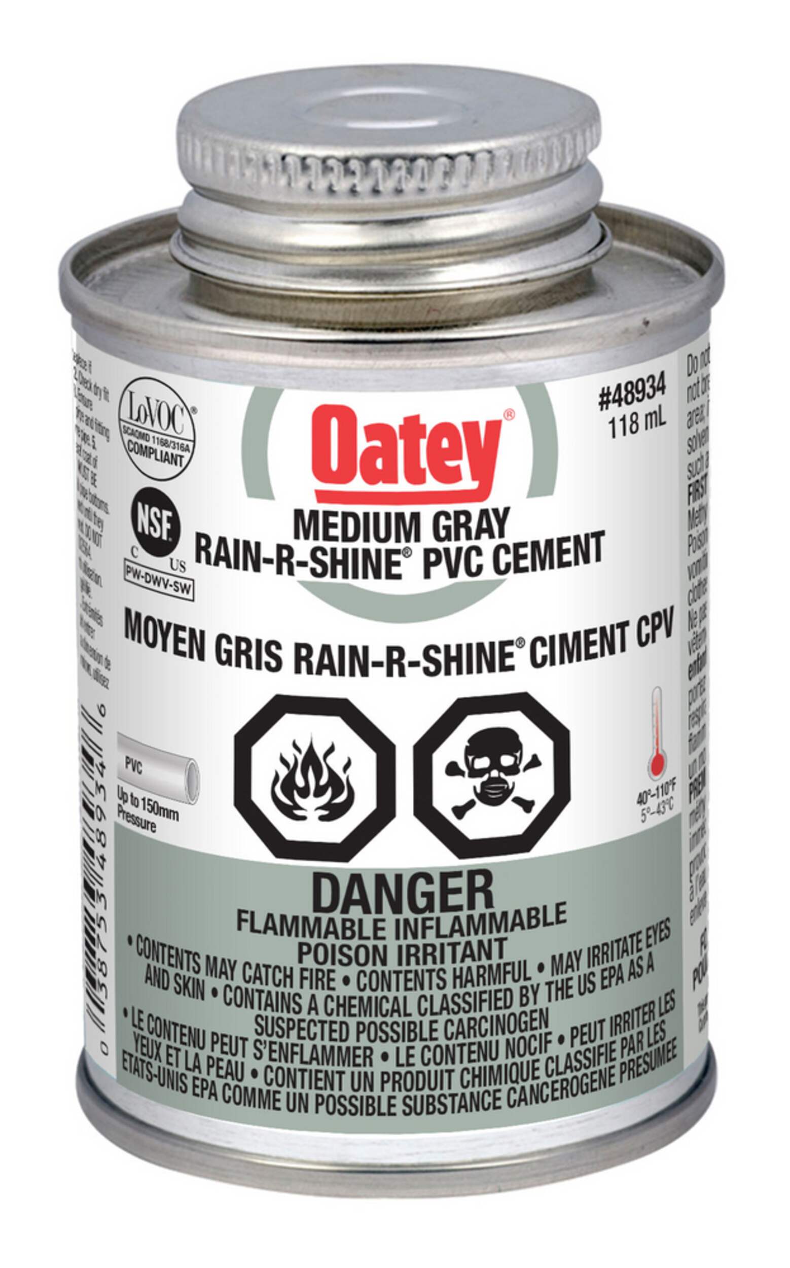 Oatey Rain-R-Shine Cement – Wet/Dry, Grey, 118 ml